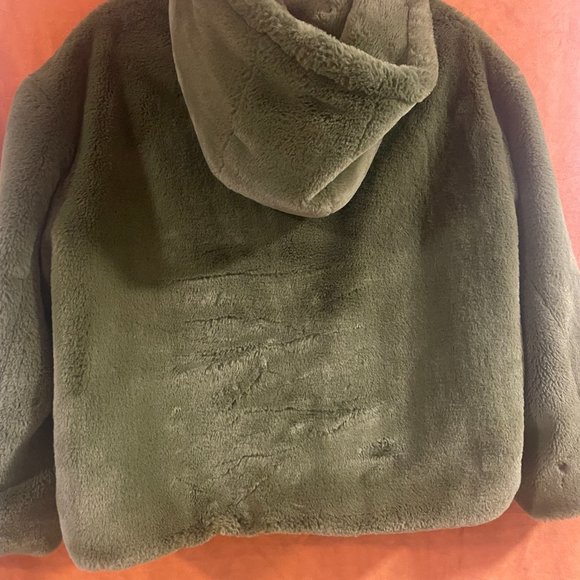 Zara FAUX FUR JACKET-MID KHAKI/green/olive - XS - Picture 8 of 8